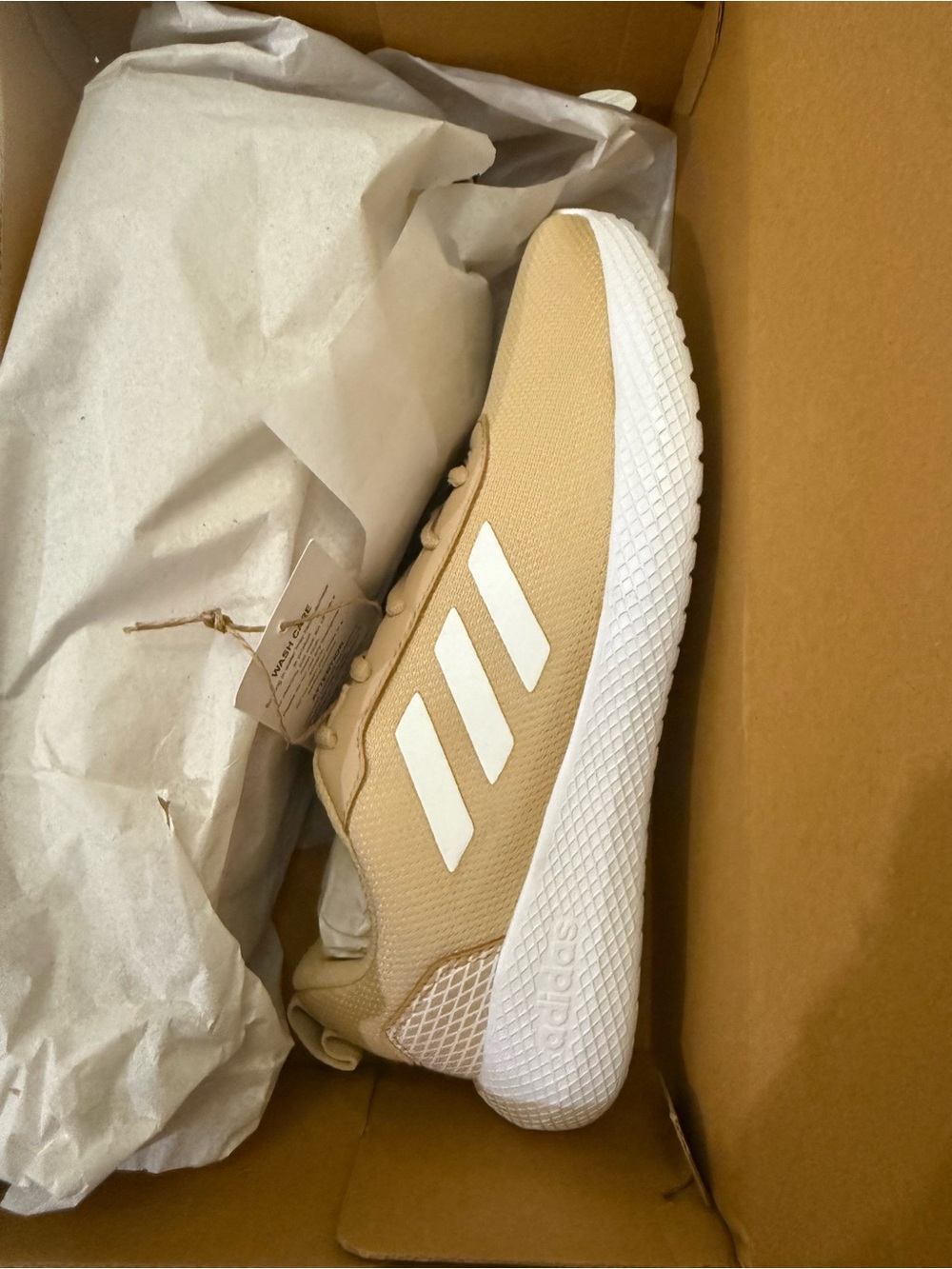 adidas Men’s Beige Sneakers with White Three-Stripes